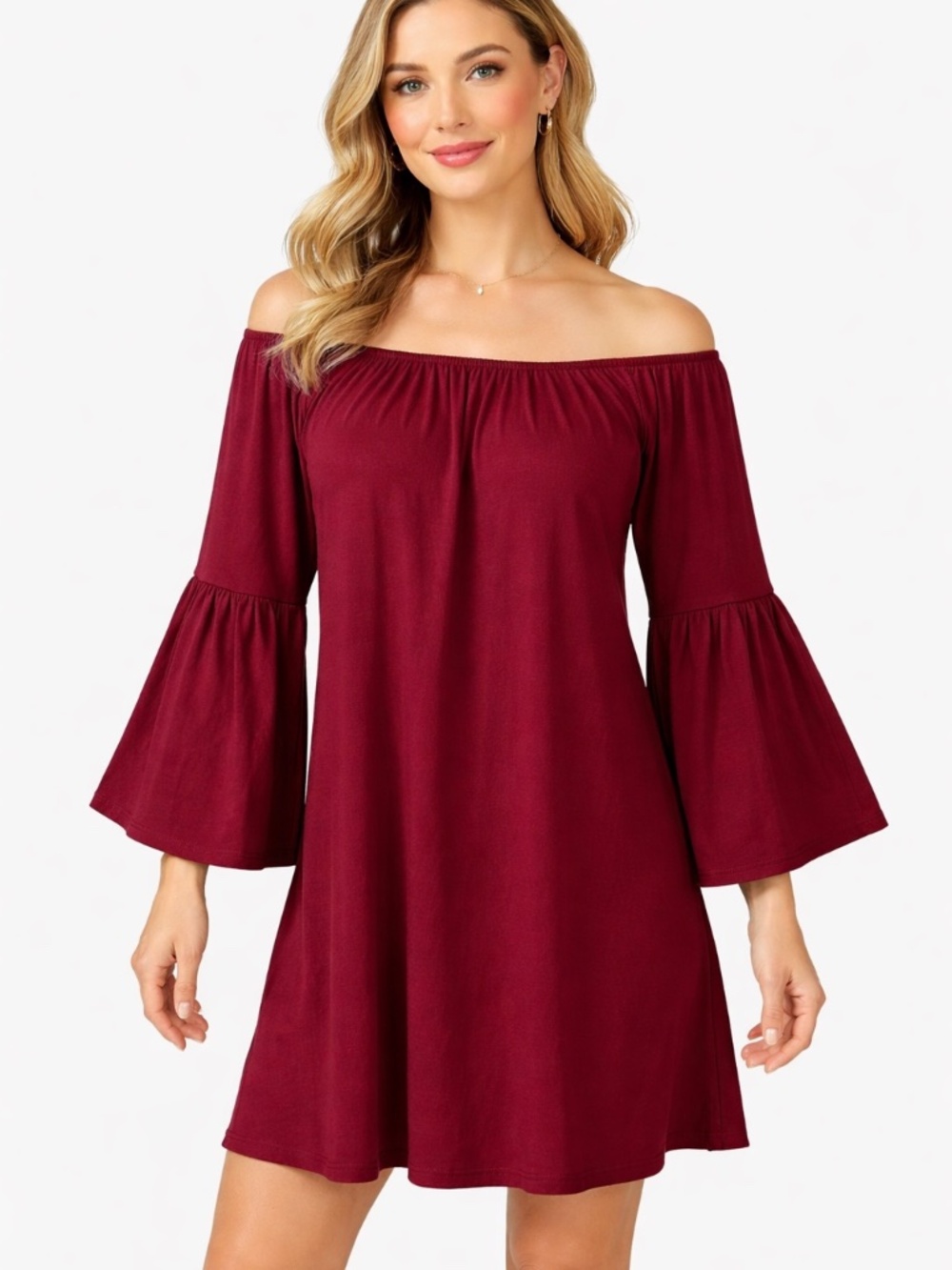 LA Gypsy Burgundy Bell Sleeve Tunic Dress 1X Boho Plus Size